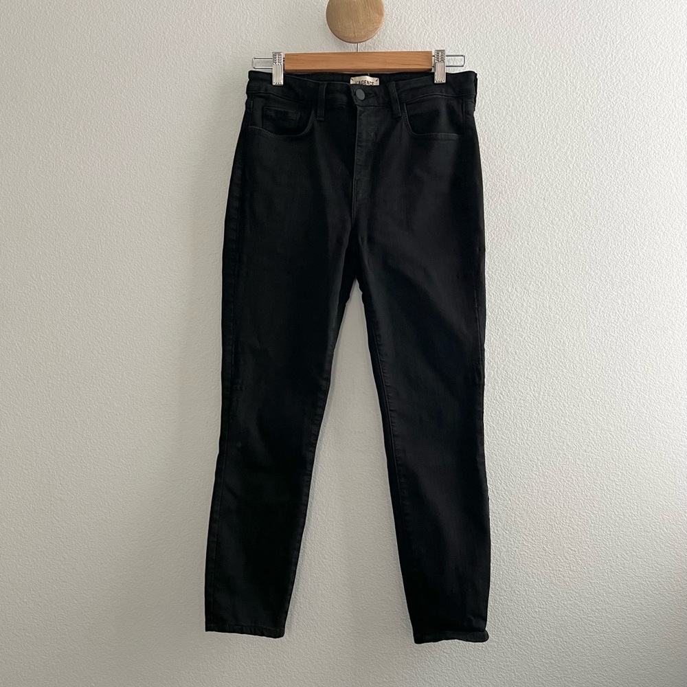 L'Agence Margot Skinny High Rise Stretch Black Jeans